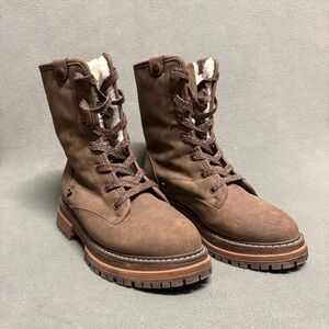Roxy Bruna II Boots US 8 Brown Faux Fur Lined Lace-Up Boots Lug Sole